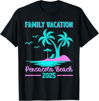 Pensacola Beach Florida Family Vacation 2025 Palm Tree T-Shirt