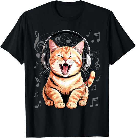 Cat With Headphones T-Shirt