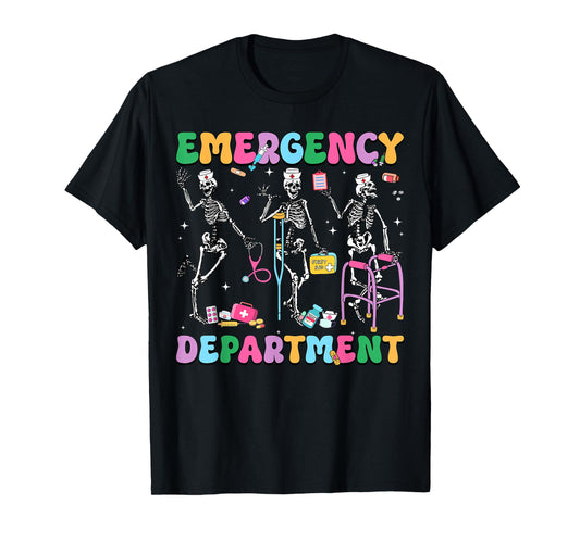 Groovy Er Nurse Funny Dancing Skeleton Emergency Department T-Shirt
