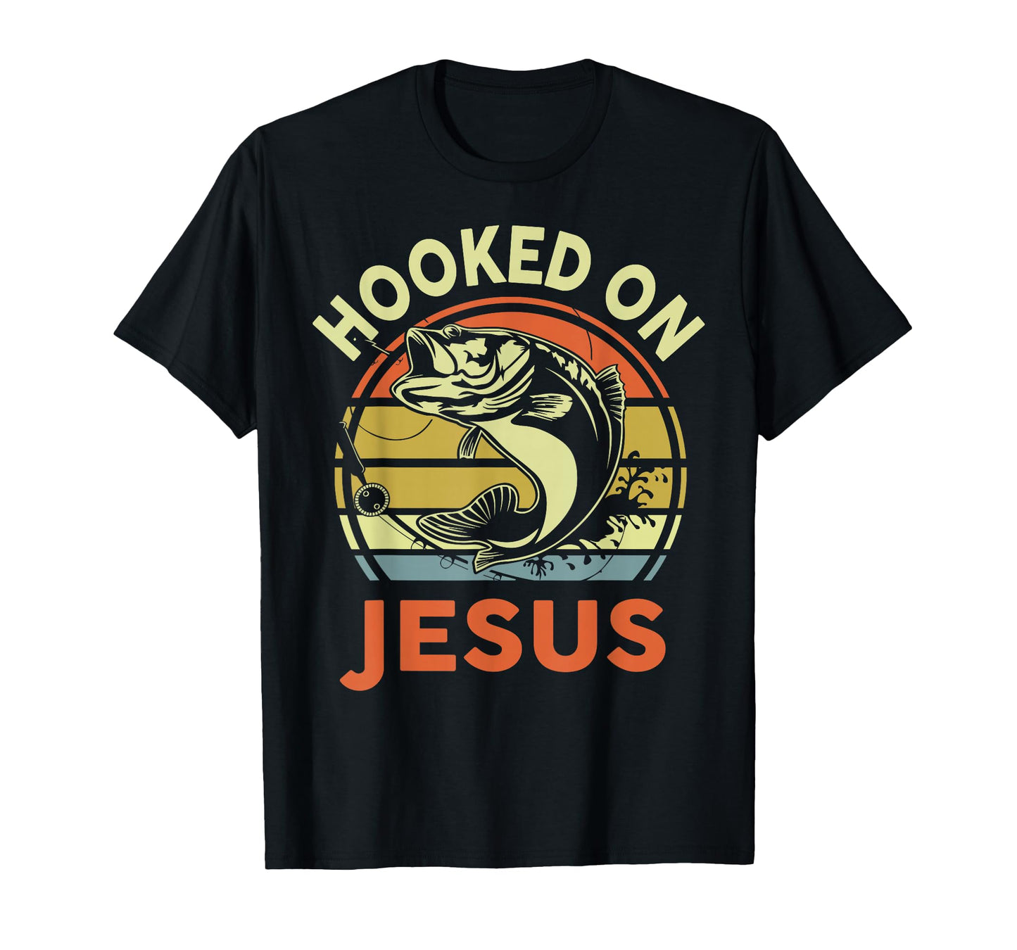 Hooked on Jesus Dad Fishing Gift Funny Fishing Christian T-Shirt