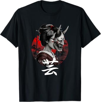 Geisha Hannya Noh mask Oni Aesthetics Japanese graphics T-Shirt