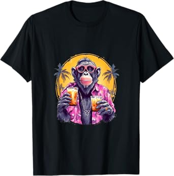Monkey Drinking Beer Funny Beer Drinker Drunk Gorilla Ape T-Shirt
