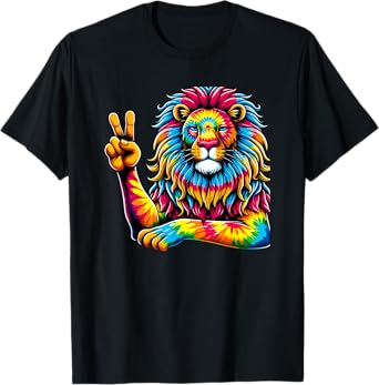 Peace Sign Tie Dye Lion T-Shirt