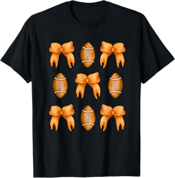 Coquette Bow American Football,Coquette Halloween Football T-Shirt