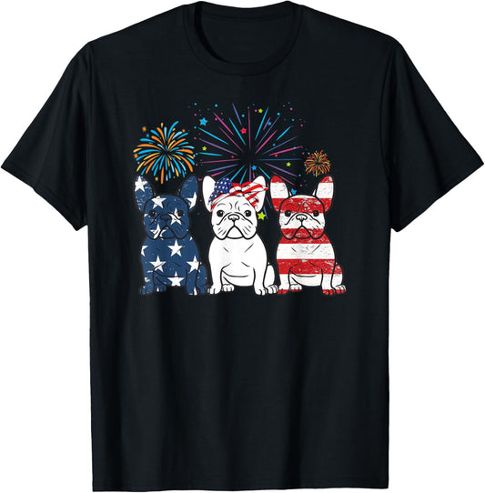 French Bulldog American Flag 4th Of July Independence Day T-Shirt