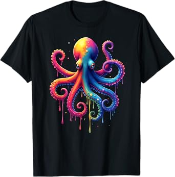 Aesthetic Rainbow Dripping Octopus T-Shirt