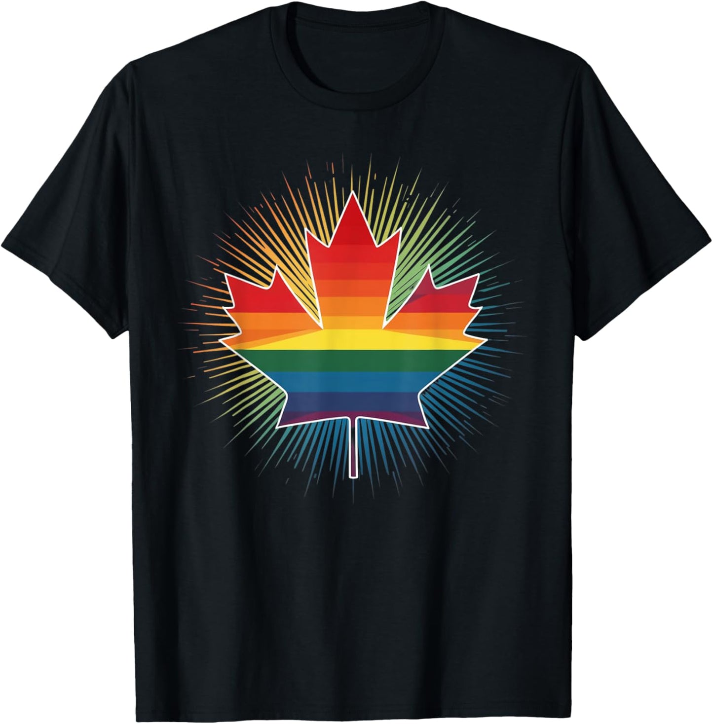 Canada Gay Pride Flag Maple Leaf Rainbow LGBT Pride Month T-Shirt