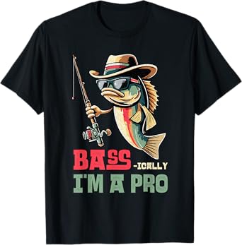 Bass-ically, I'm a Pro Bass Funny Fishing Apparel Men Kids T-Shirt