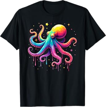 Aesthetic Rainbow Dripping Octopus T-Shirt