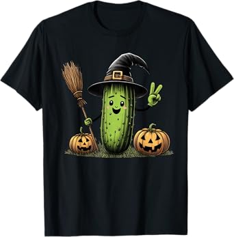 Funny Pickle Witch Pumpkin Halloween Mens Womens Kids T-Shirt