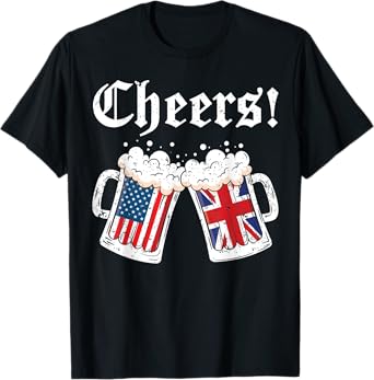 Cheers Women Men British American Flag Beer Mug Cheers T-Shirt
