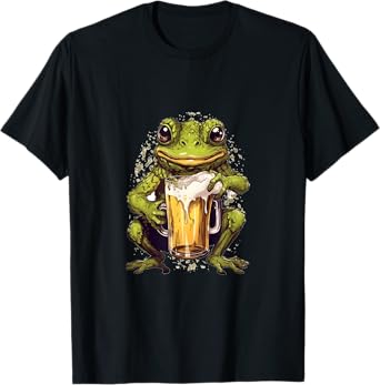 Frog Beer Drinking Funny Beer Drinker Frogs Toad Amphibian T-Shirt