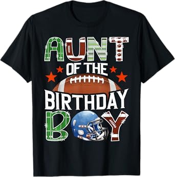 Aunt Of The Birthday Boy Football 1St Year Down Birthday T-Shirt