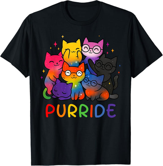 Purride Cat Stack Rainbow Pride LGBT T-Shirt
