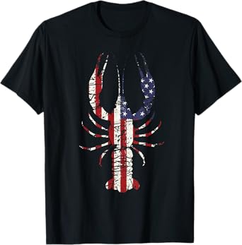 Mardi Gras Shirt Fleur De Lis Crawfish Shirt American Flag T-Shirt