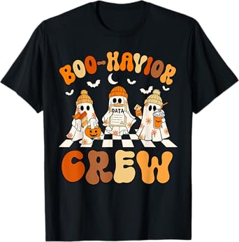 Behavior Analyst Halloween ABA Cute Ghost Boo-havior Crew T-Shirt