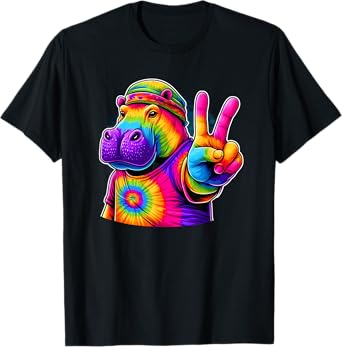 Peace Sign Tie Dye Hippo T-Shirt