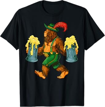 Oktoberfest Funny German Bigfoot Lederhosen Beer Men Costume T-Shirt