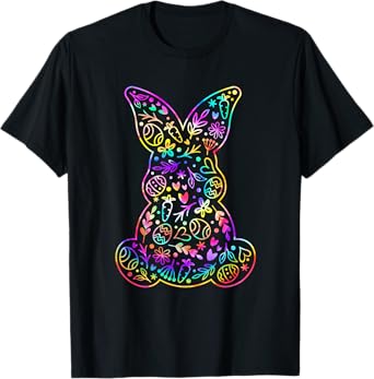 Easter Day Cute Floral Easter Bunny Tie Dye Women Kids Girl T-Shirt