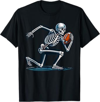 American Football Skeleton Boys Men Football Fan Halloween T-Shirt