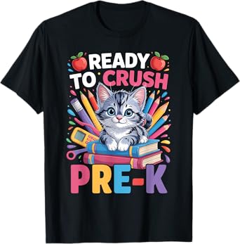 Ready To Crush Pre-k Cat Kitten Lovers Back To School T-Shirt