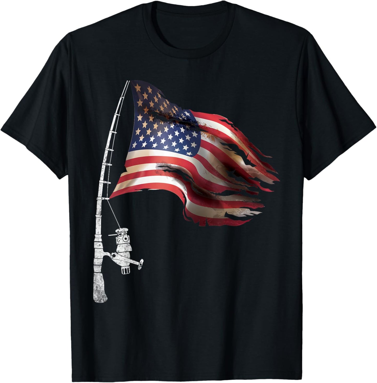 Fishing American Flag Fisherman Patriotic day 4th of July T-Shirt