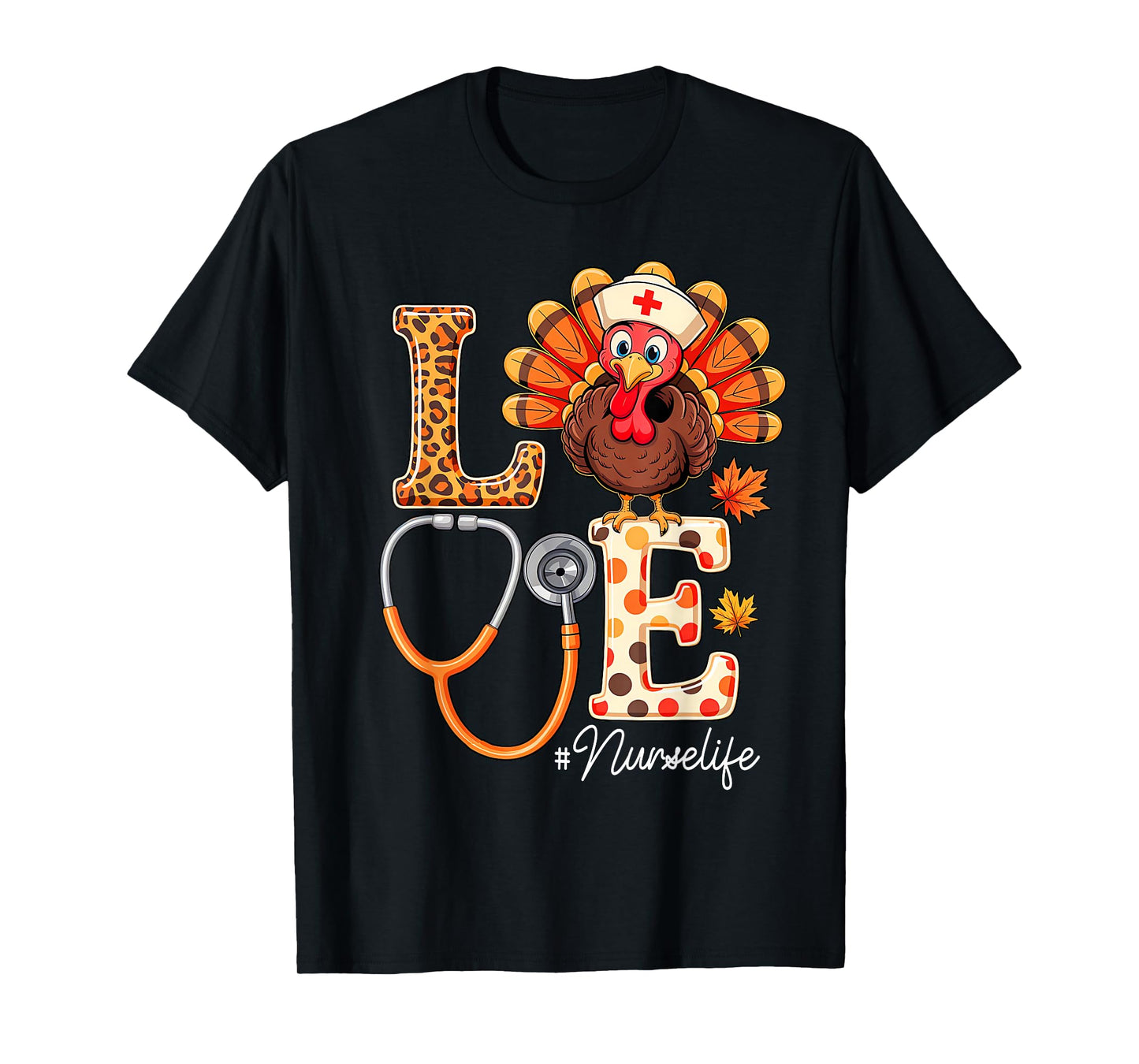 Love Turkey Thanksgiving Nurse Life Fall Scrub Top Women T-Shirt