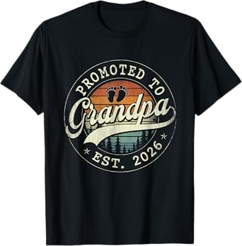 Promoted to Grandpa Est 2026 Grandparents Baby Announcement T-Shirt