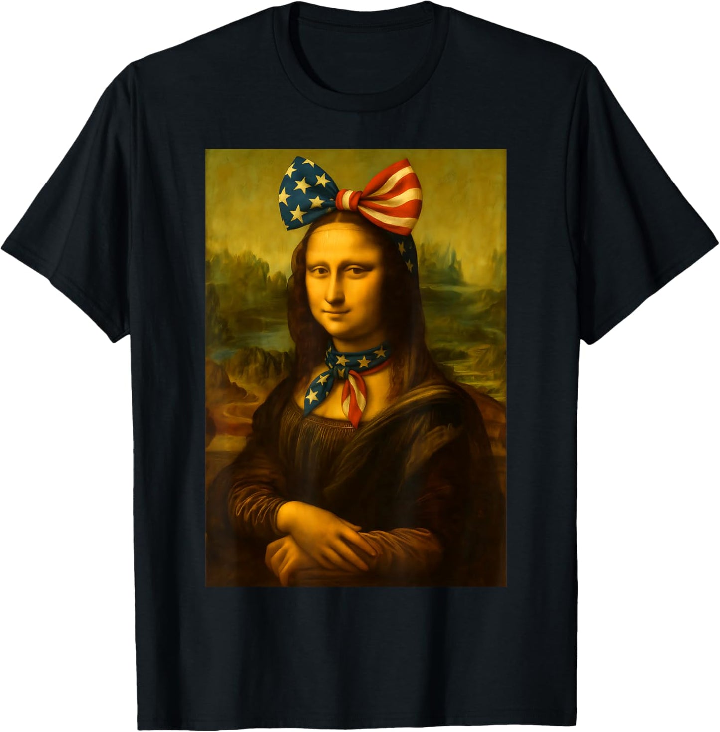 Patriotic Mona Lisa Us Flag Bandana Us American 4th Of July T-shirt