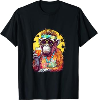 Monkey Drinking Beer Funny Beer Drinker Drunk Gorilla Ape T-Shirt