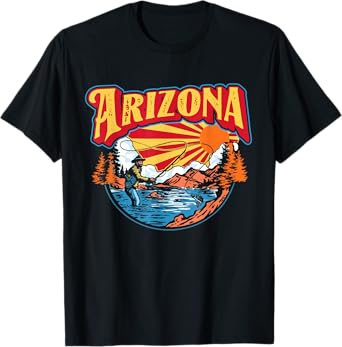 Arizona Fly Fishing AZ State Flag Trout Fisherman Vintage T-Shirt