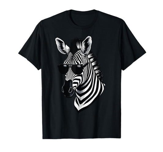 Zebra Sunglasses Funny Wildlife Zebra Graphic T-Shirt