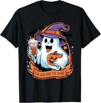 Funny Halloween Tee I'm Just Here For The Boos Beer Lover T-Shirt