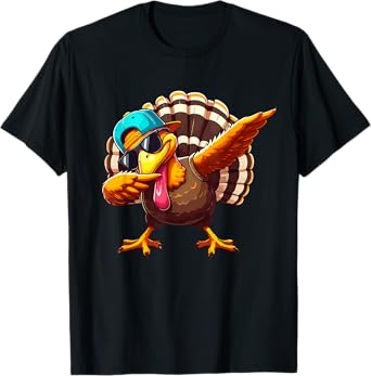 Dabbing Turkey Thanksgiving Day Pilgrim Boys Kids Funny Dab T-Shirt