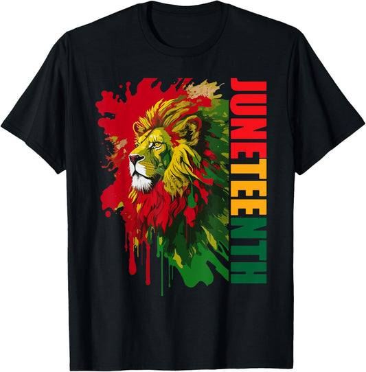 Lion Juneteenth men women African American black lion 1865 T-Shirt