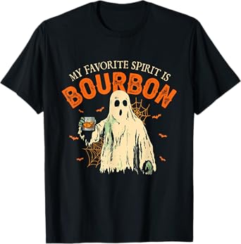 My Favorite Spirit Is Bourbon Funny Ghost Halloween Costume T-Shirt