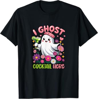 I Ghost Cocktail Here Halloween Floral Boo Drinking Cocktail T-Shirt