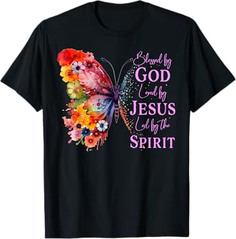 Blessed By God - Loved By Jesus Butterfly T-Shirt