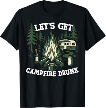 Motorhome Camping Retro Alcohol Beer Motorhome Retro Let's T-Shirt