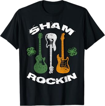 Sham Rocking Shamrock Guitar Music Lover St.Patrick's Day T-Shirt