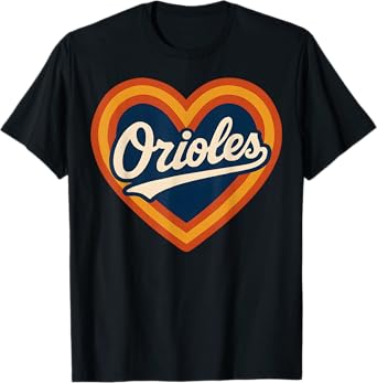 Retro Orioles Script With Heart Accent Gift For Men Women T-Shirt