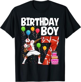7 Years Old Boy Football Player 7th Football Birthday Boys T-Shirt