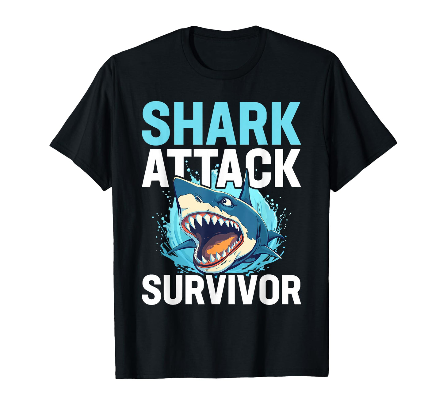 Shark Attack Survivor Men Women Shark Bite Vintage T-Shirt