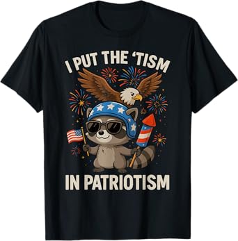 I Put The Tism in Patriotism Athletic Eagle T-Shirt