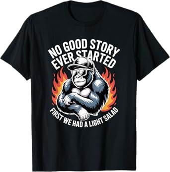 Funny Party Gorilla Cool Ape Fire Graphic Beat Silverback T-Shirt