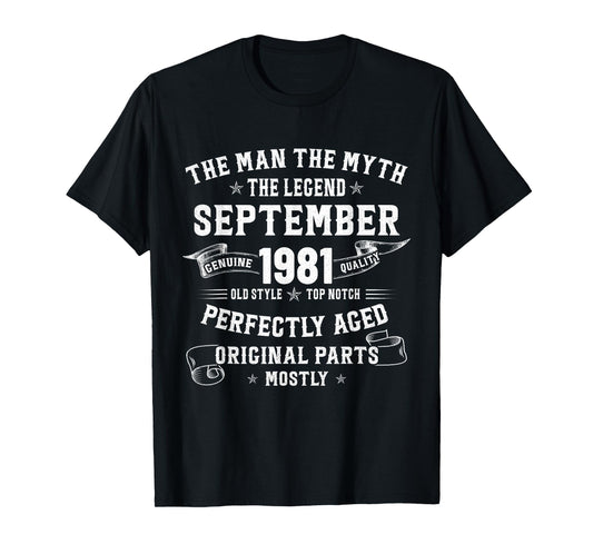 44 Year Old Birthday Gifts For Men September 1981 44th Bday T-Shirt