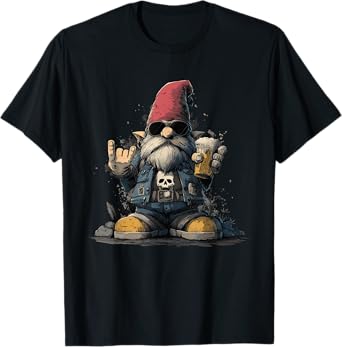 Garden Gnome Rocker Drinking Beer T-Shirt