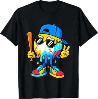 Ice Cream Drip Baseball Spots Sprinkle for Boys Youth Kids T-Shirt