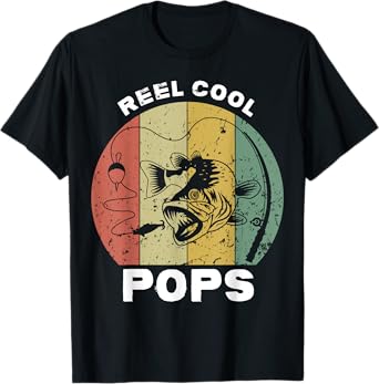 Vintage Reel Cool Pops Fishing Fathers Day Fisherman Grandpa T-Shirt