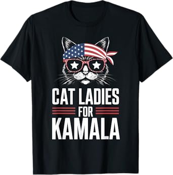 Cat Ladies for Kamala Funny Cat 2024 President Kamala-Harris T-Shirt